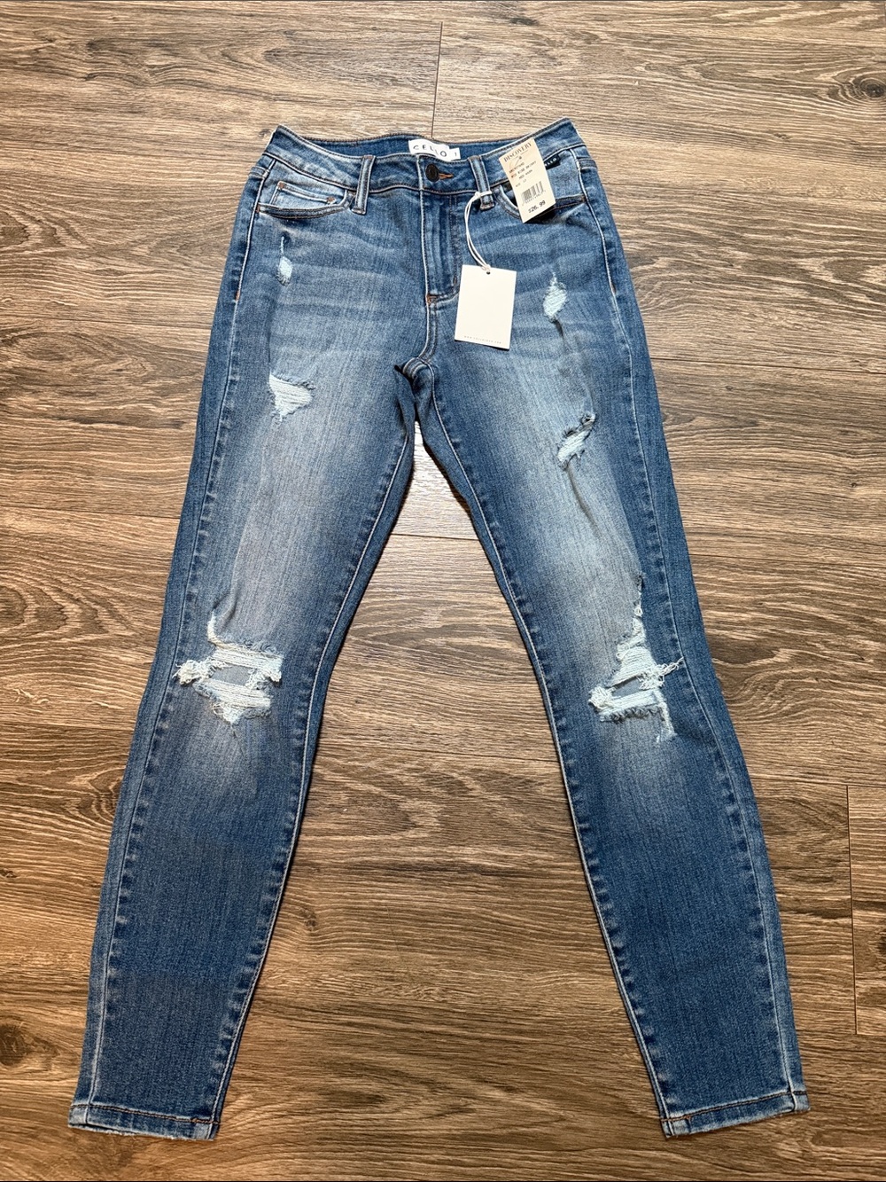 Cello Women's Distressed Skinny Jeans in Medium Blue